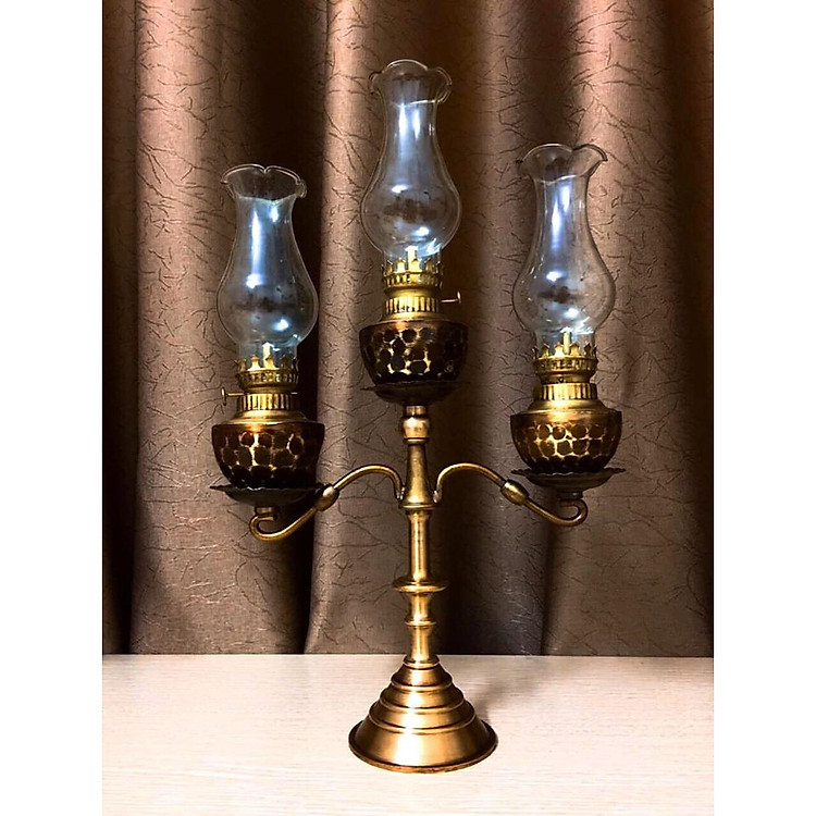 đèn dầu đồng 3 ngọn