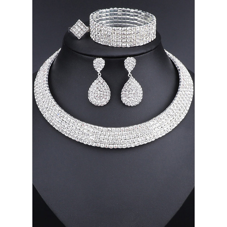 Bộ trang sức dạ tiệc đính đá nhiều tầng
