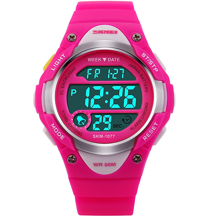 Đồng hồ trẻ em dây cao su Panda SKM 1077 (Hồng)