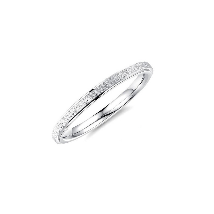 Nhẫn Nữ Phun Cát Bản 2mm Chất Liệu Thép Titan Không Rỉ Không Dị Ứng TT 1219