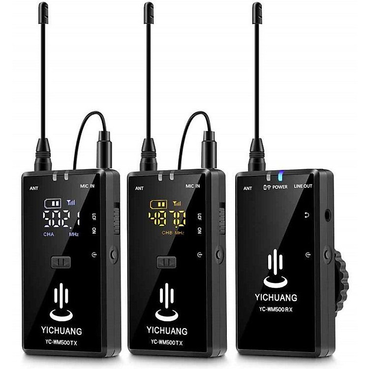 Bộ Micro thu âm không dây cài áo 2 người YC-WM500X2 hàng chính hãng.