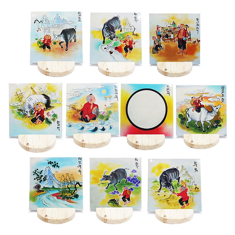Tranh sơn mài Bộ Thập Mục Ngưu Đồ (10 bức)