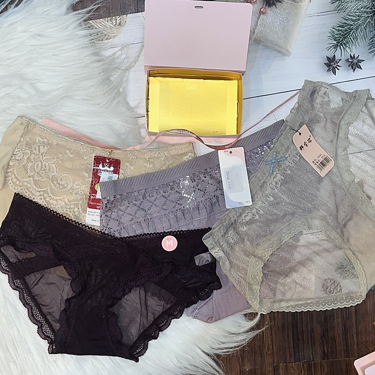 Combo Quần Lót Nữ Ren Lưới 4 Chiếc Tặng Kèm Hộp Xinh Nhiều Mẫu