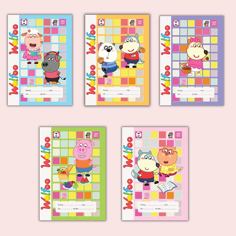 Bộ Vở 48 Trang 4 Ô Ly WOLFOO (5 cuốn)