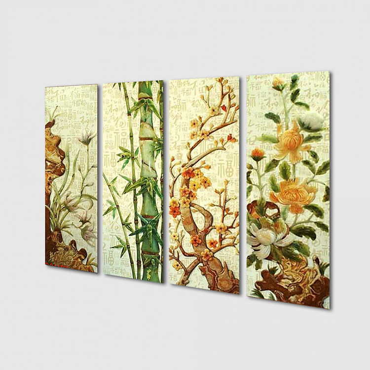 Tranh treo Tường Tứ quý TQ81101- Tranh gỗ treo tường