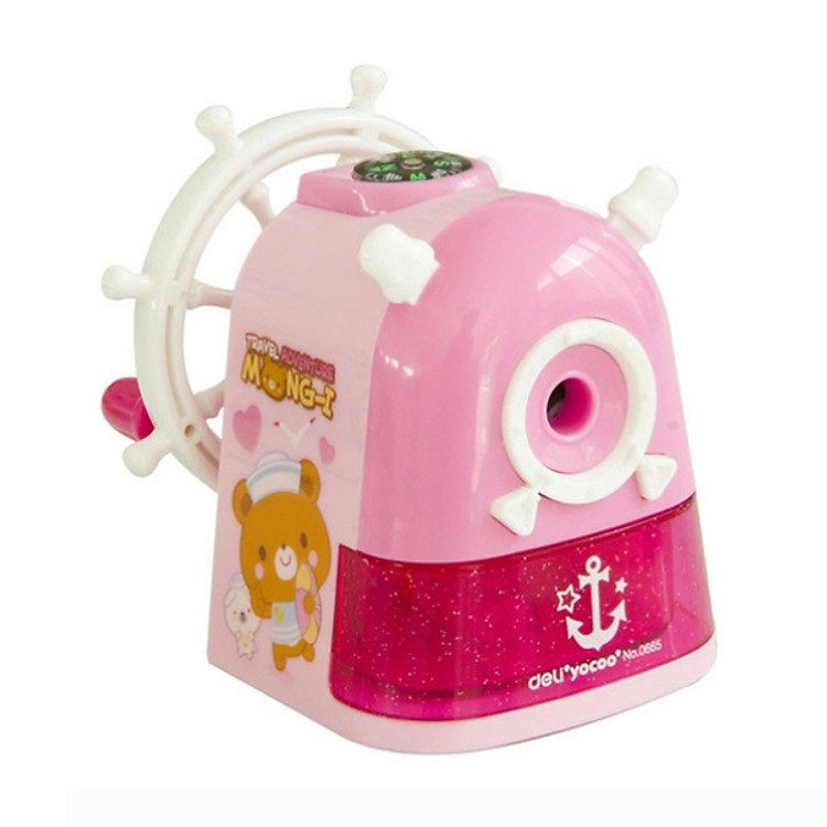 Gọt Bút Chì Quay Tay Hình Bánh Lái Tàu (Màu Hồng)