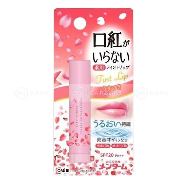 Son Dưỡng Môi Màu Hồng Cam Chống Nắng Omi Menturm Kuchibeniga Iranai Nhật Bản (3.5g/tuýp)