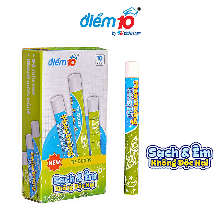 Hộp Phấn Trắng Không Bụi Thiên Long Điểm 10 TP-DC009 (5 hộp) - Ảnh 3