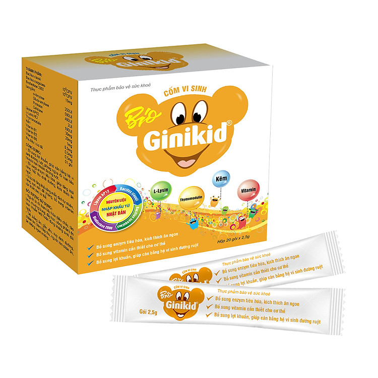 Cốm vi sinh Bio Ginikid - Bé hết biếng ăn, Tăng cân, Không còn suy dinh dưỡng; Tăng cường sức đề kháng, khỏe mạnh; Phòng ngừa và hỗ trợ điều trị rối loạn tiêu hóa
