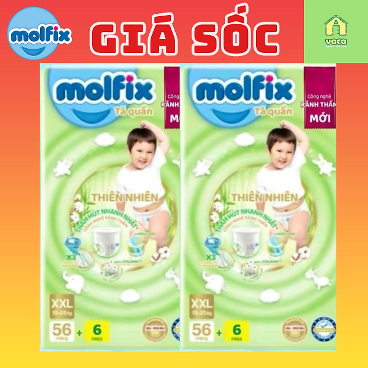 Mua tại Lazada: Combo 2 gói tã Molfix Super Jumbo Chính hãng, giá tốt