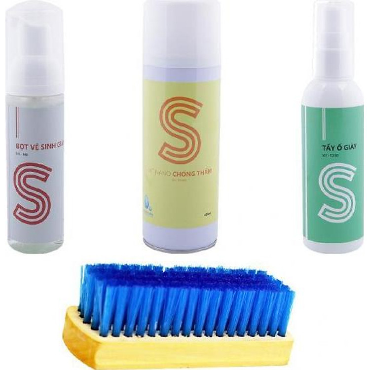 Bộ bọt vệ sinh giày 60ml, tẩy ố giày 100ml, xịt nano chống thấm 400ml và bàn chải COMBOSSS4