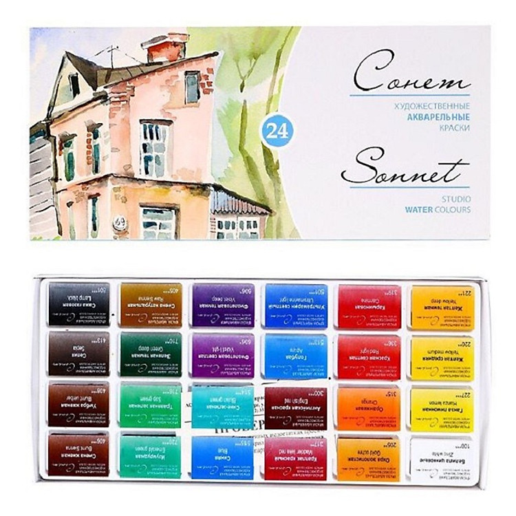 màu nước nén sonnet set 24m hộp giấy