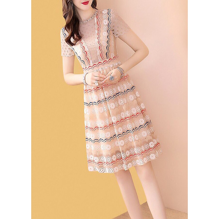 Đầm Ren Kết Đá Cổ Cao Cấp Ks290236