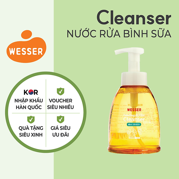Nước rửa bình sữa Wesser chính hãng Chính hãng Ưu đãi
