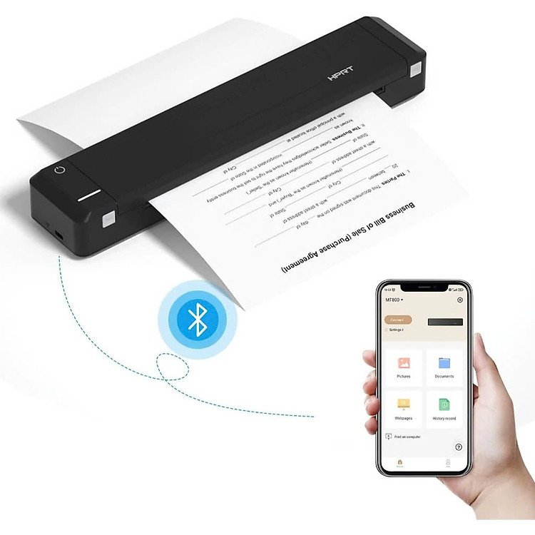 Máy in A4 DI ĐỘNG HPRT MT800 - In Giấy Thường, Không Cần Mực Kết Nối Bluetooth/WiFi - Hàng chính hãng