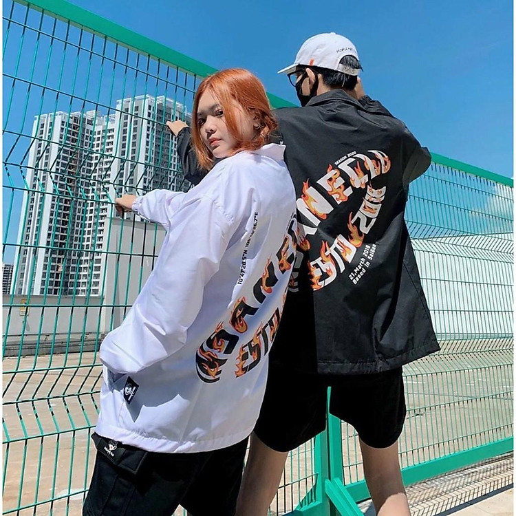 Áo khoác dù in hình BASED 123SHOP dành cho cặp đôi nam nữ 2 màu trắng đen, jacket form rộng phong cách unisex ulzzang