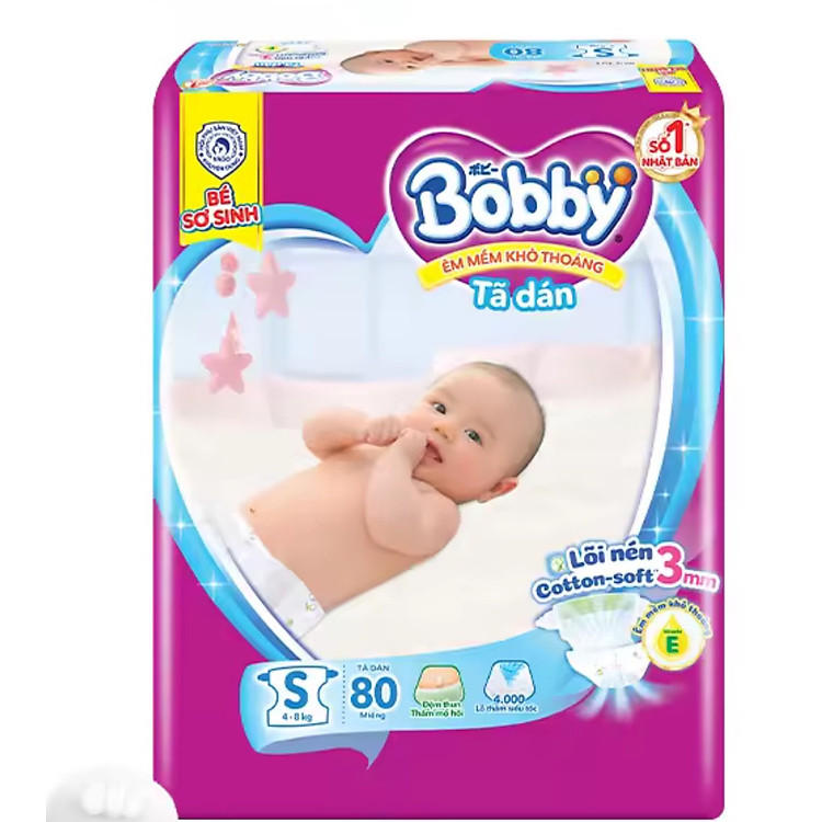 Tã Dán Bobby Size S 80 Miếng Chính hãng Giá tốt