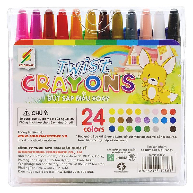 Bộ Bút Sáp Vặn Colormate 112861 (24 màu) - Ảnh 3