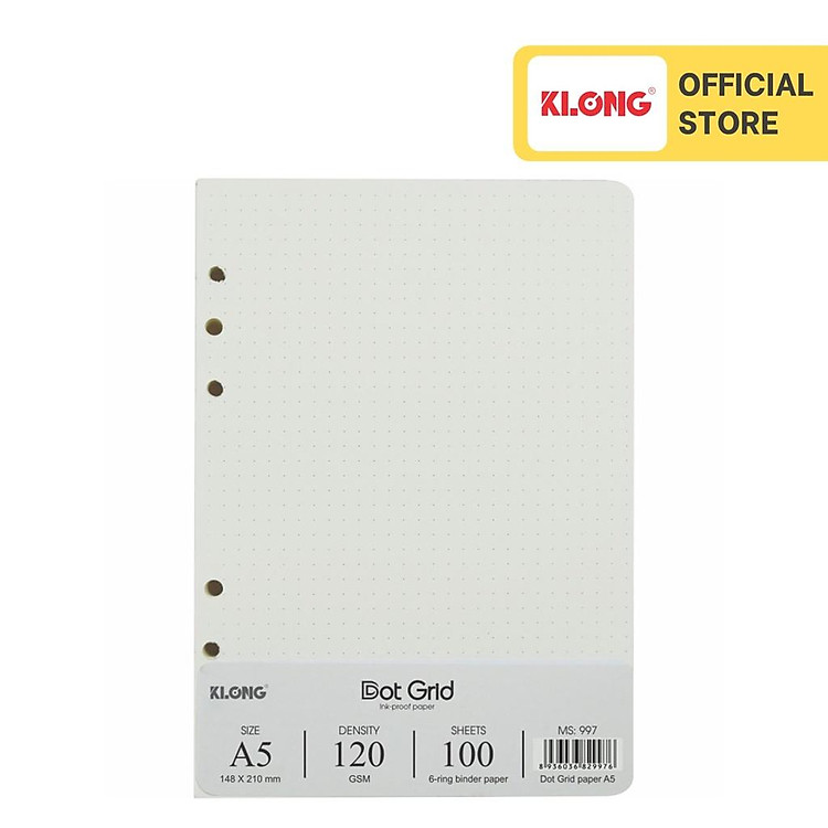Ruột Sổ Còng Dot Grid KLONG A5 (100 tờ)