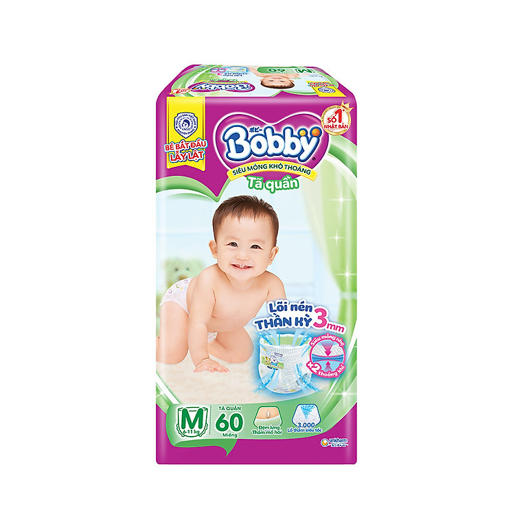 Tã quần Bobby Siêu thoáng - M62 Chính hãng Tiết kiệm - Hình ảnh 2