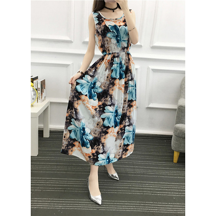 Váy đầm tone cotton maxi dài dạo chơi, đi biển - Mã 40