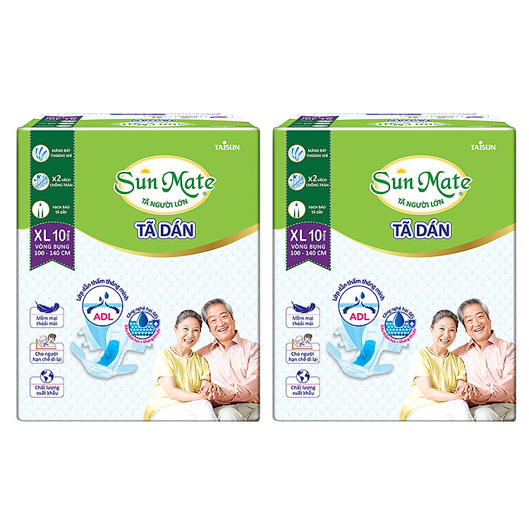 Combo 2 Tã Dán Người Lớn SunMate XL10 Chính hãng Tiết kiệm - Hình ảnh 2