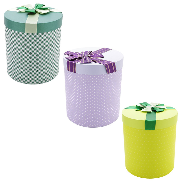 Hộp Quà Tròn T007 (22 x 25 cm) - Giao màu ngẫu nhiên
