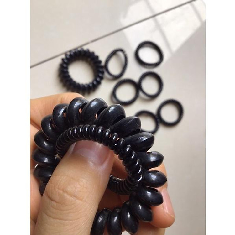 Dây buộc tóc lò xo nhựa xoắn đen - Hàng đẹp dày