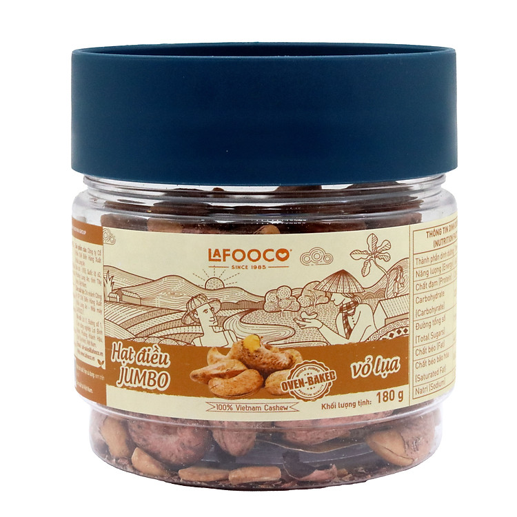 HẠT ĐIỀU JUMBO VỎ LỤA LAFOOCO 180G/ HŨ – HẠT BIG SIZE