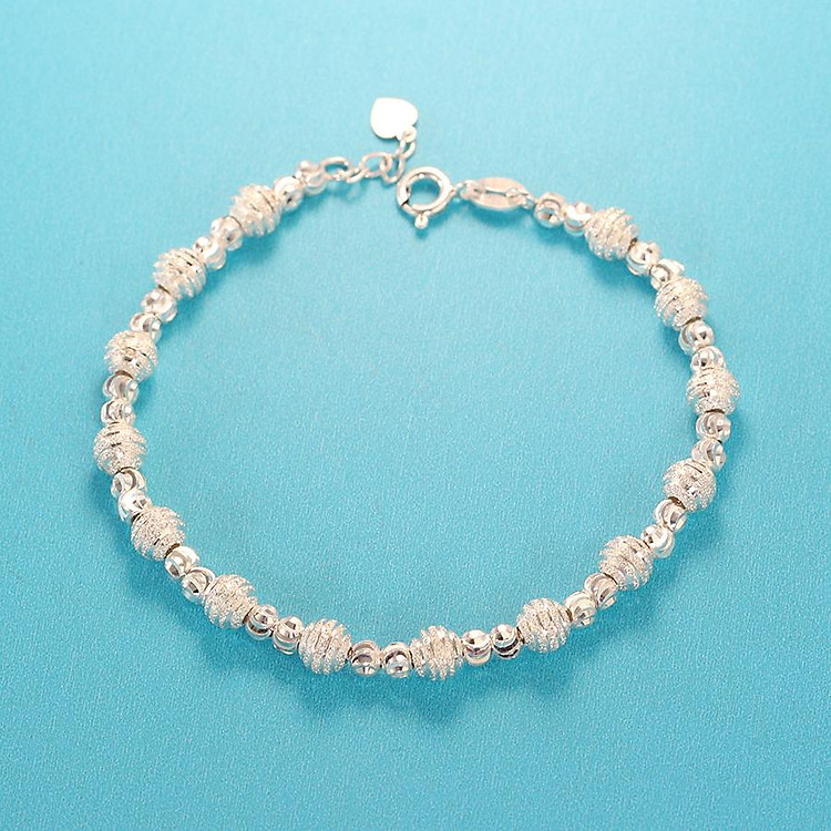 Lắc tay bạc nữ, vòng tay bạc nữ bi bạc độc đáo LTN0146