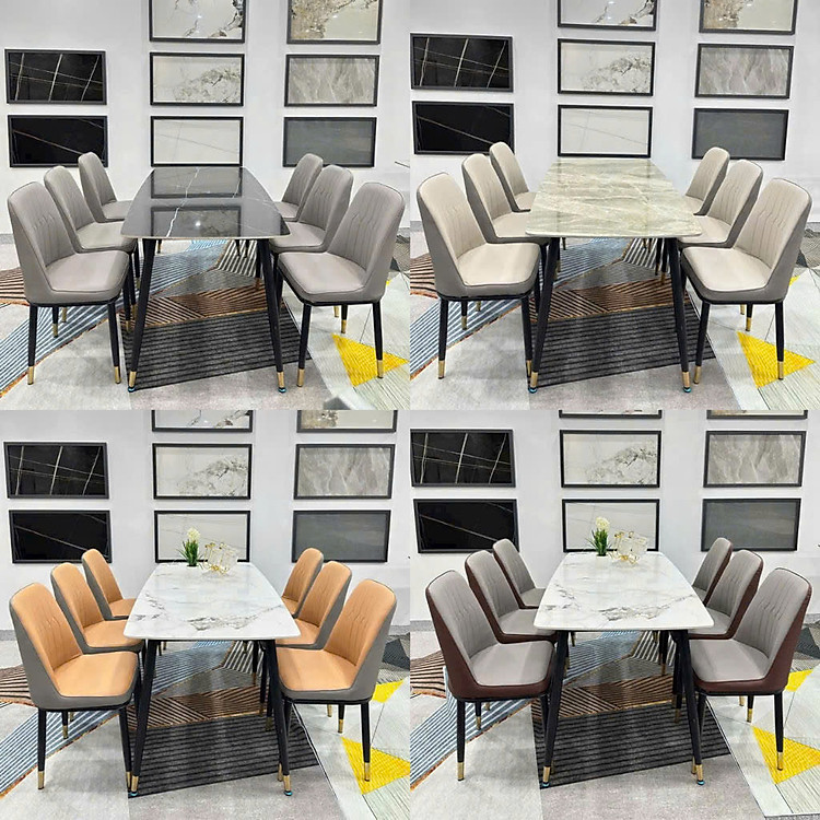 Bộ bàn ăn mặt đá nhập khẩu sang trọng, hiện đại CTL02 Juno Sofa nhiều lựa chọn
