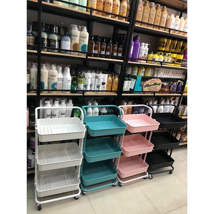 Kệ Để Đồ 3 Tầng Đựng Bỉm Sữa - Đựng Đồ Đa Năng - Có Bánh Xe