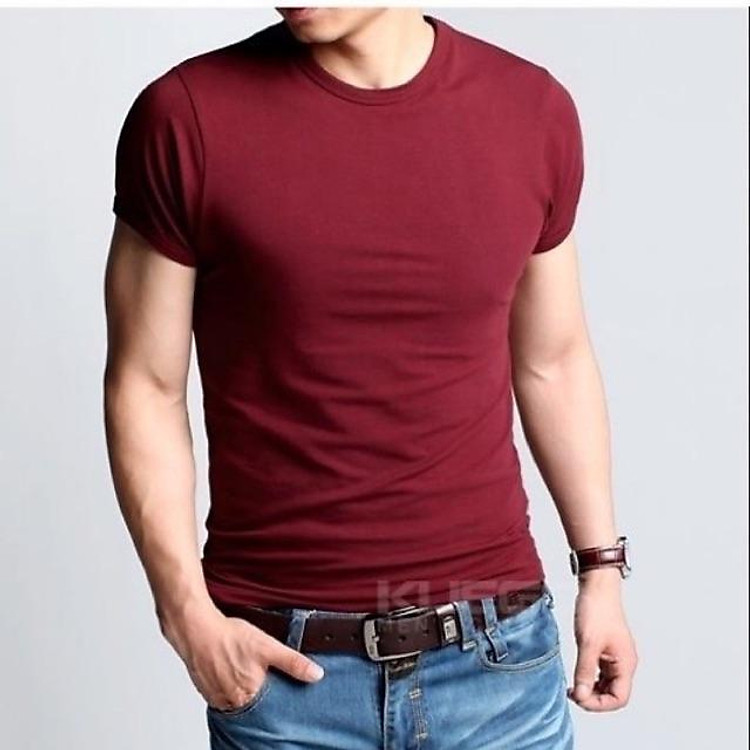Áo Thun Nam trơn màu đỏ đô cao cấp
