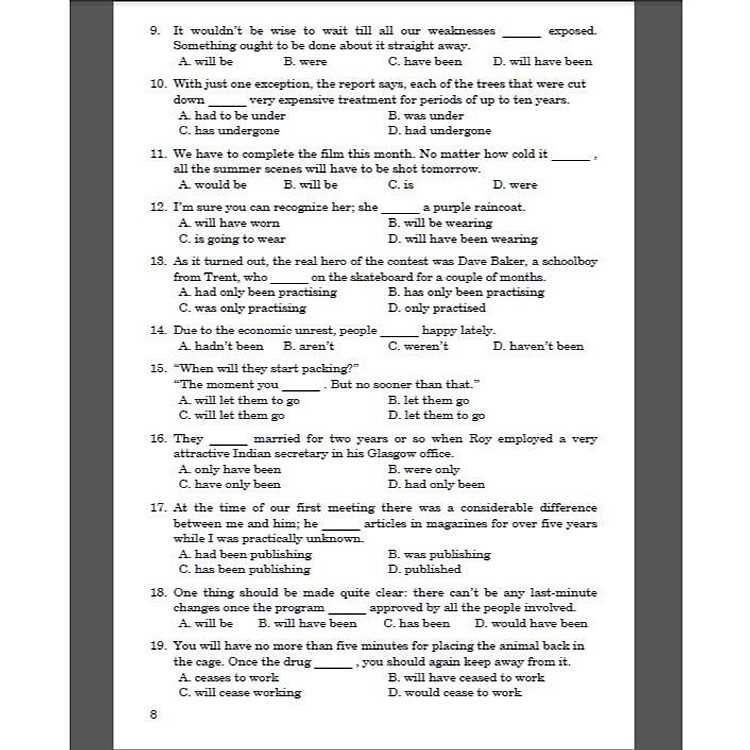 Câu hỏi trắc nghiệm chuyên đề ngữ pháp Tiếng Anh - Ảnh 3