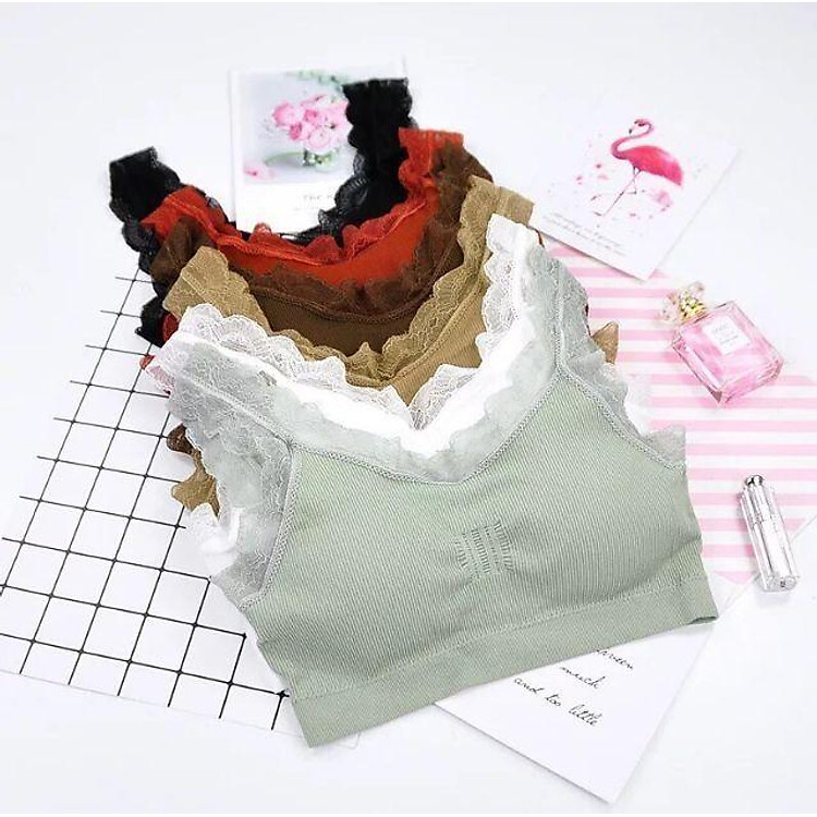 Áo lót ren , Bra gân viền ren hàng cao cấp - Trắng