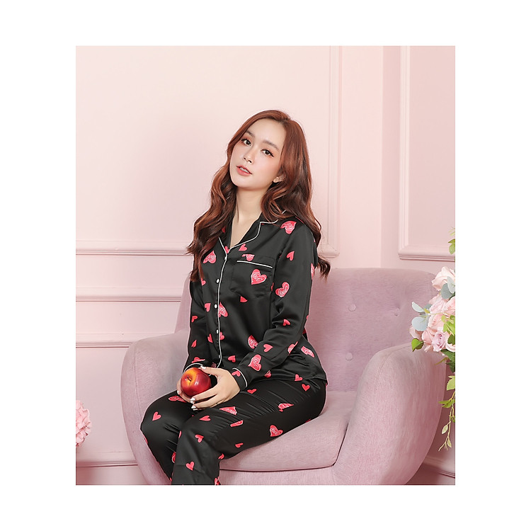 Bộ pijama dài họa tiết hình trái tim H075