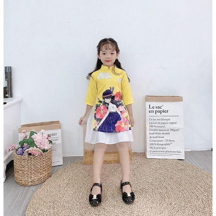 Set áo dài cao cấp bé gái tết (15-20kg)