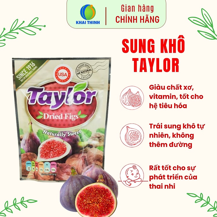 Sung Khô Vả Khô Taylor Tự Nhiên Cao Cấp Ít Đường) Không Chất Bảo Quản 190g