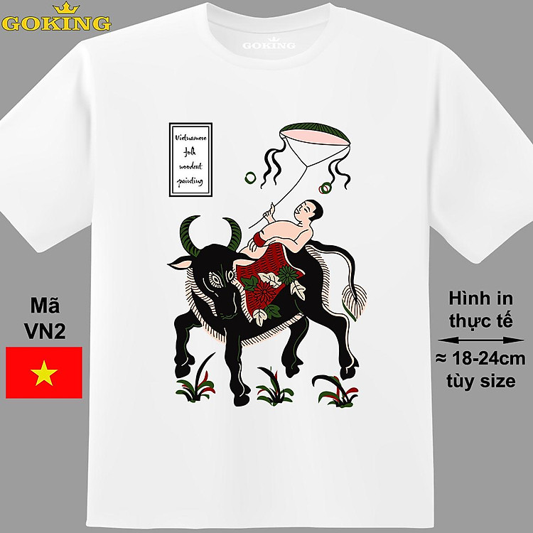 Mục đồng thả diều, mã VN2. Áo thun tranh Đông Hồ siêu đẹp cho cả gia đình. Form unisex cho nam nữ, trẻ em, bé trai gái. Quà tặng ý nghĩa cho người thân, bạn bè, doanh nghiệp, hội nhóm