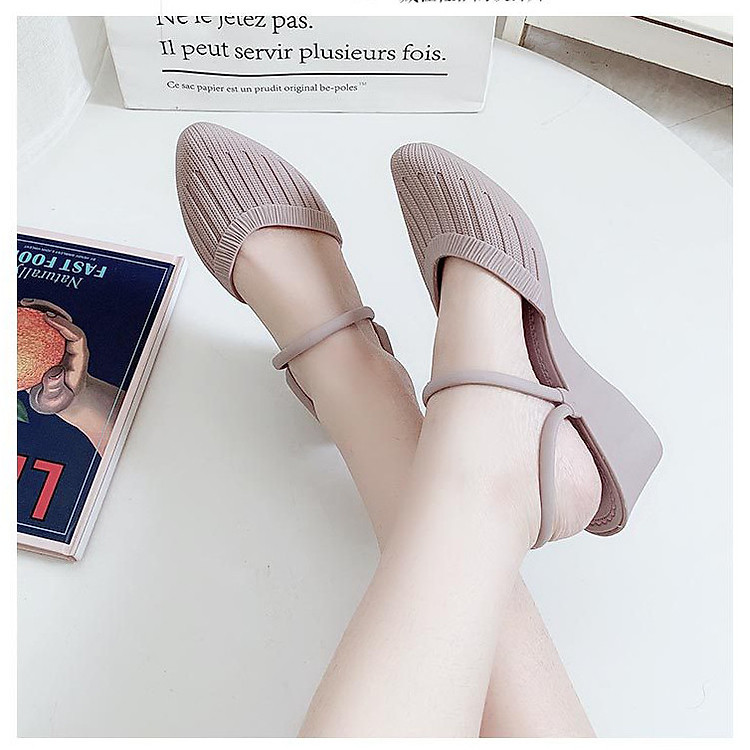 Giầy búp bê hở gót đi 2 kiểu tiện lợi chất nhựa chịu nước trống trượt thời trang dạo phố - đi biển vân sần mầu sắc dễ thương GN07