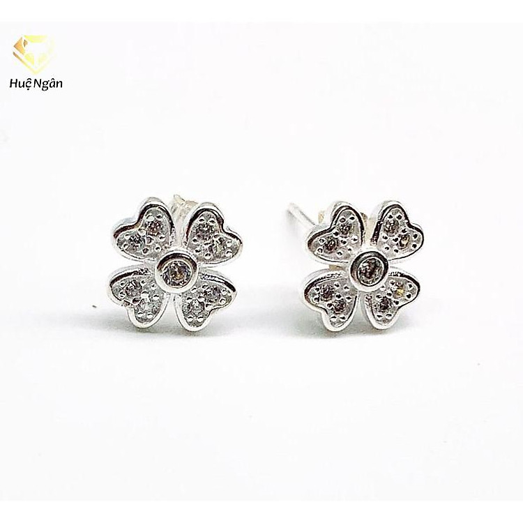 Bông tai bạc Ý 925 Huệ Ngân - Cỏ bốn lá may mắn YCXR117