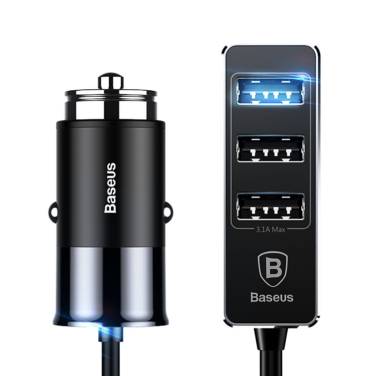 Adapter Sạc 4 Cổng Trên Ô Tô Dùng Cho Android/iOS Baseus