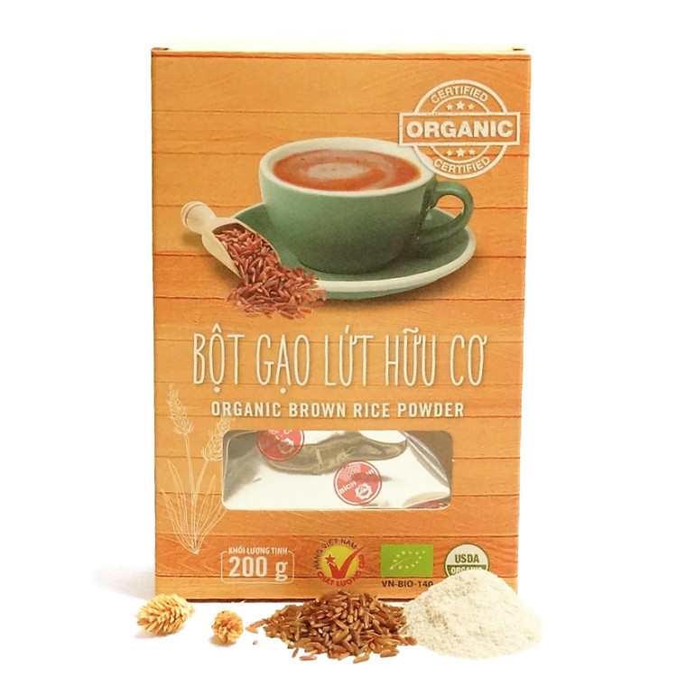 Bột gạo lứt hữu cơ Bích Chi - Phù hợp ăn kiêng và tốt cho bệnh nhân tiểu đường (200g)