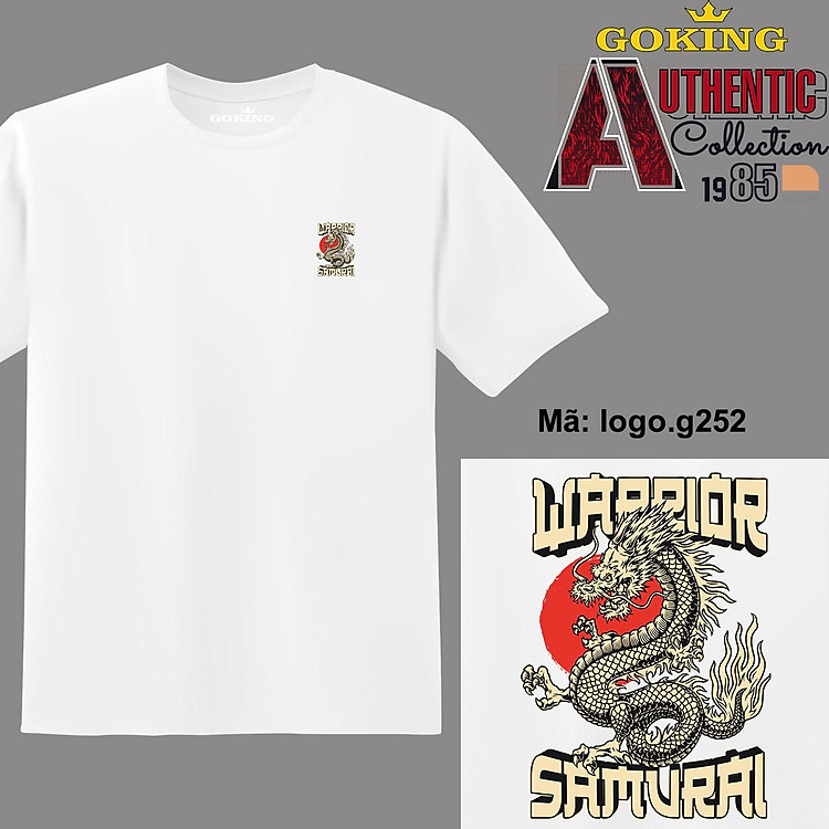 WARRIOR, mã logo.g252. Áo thun nam nữ in logo đẹp, form unisex. Áo phông GOKING hàng hiệu, quà tặng cao cấp cho gia đình, cặp đôi, lớp nhóm, doanh nghiệp