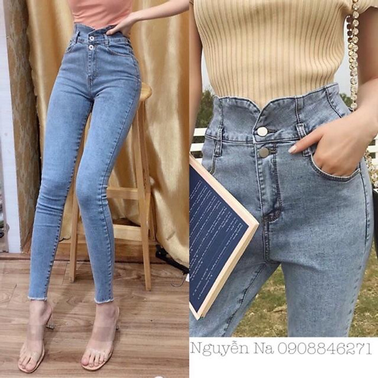 QUẦN JEANS LƯNG CAO 2 nút- hình thật chính chủ