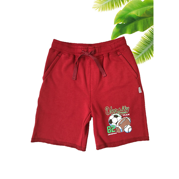 QUẦN SHORT BÉ TRAI CATRIO IN VARSITY là quần ngố, quần lửng trẻ em từ 5 tuổi 20kg đến 14 tuổi 50kg, vải dệt kiểu da cá 100% cotton an toàn đạt chuẩn xuất khẩu, khi kết hợp với áo phông ngắn tay thành bộ đồ bé trai mặc đi học, đi chơi du lịch vui và đẹp
