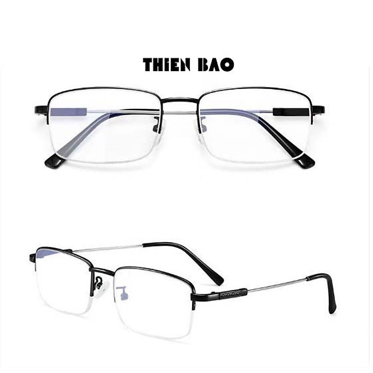 Kính lão thị, kính viễn thị Nam nữ KVM367 Gọng TITANIUM càng dẻo chuẩn độ hàng đẹp xẻ cước chống as xanh