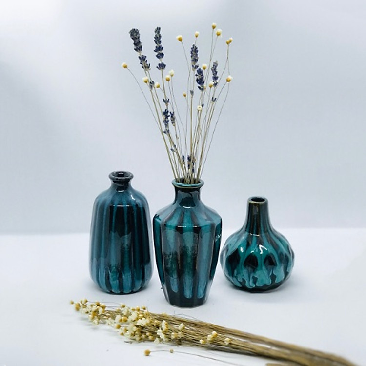 Set 3 Lọ Hoa Gốm Sứ Cao Cấp Dùng Được Hoa Khô và Hoa Tươi