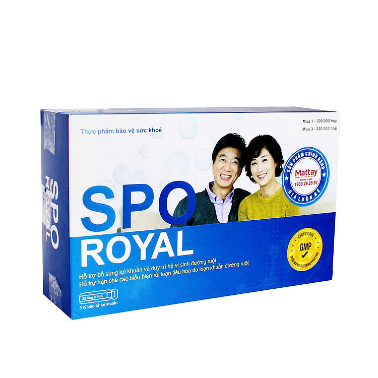 Spo Royal - Tradiphar - Hộp 20 Ống - Bổ Sung Lợi Khuẩn Và Duy Trì Hệ Vi Sinh Đường Ruột Cho Cả Nhà.