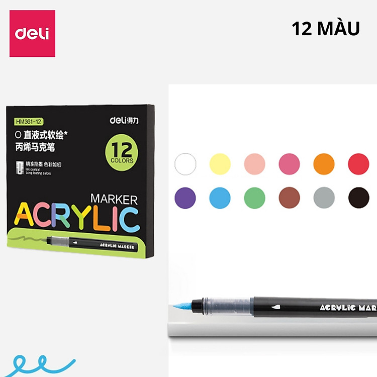 Bút Màu Acrylic Marker Roller (12 màu)